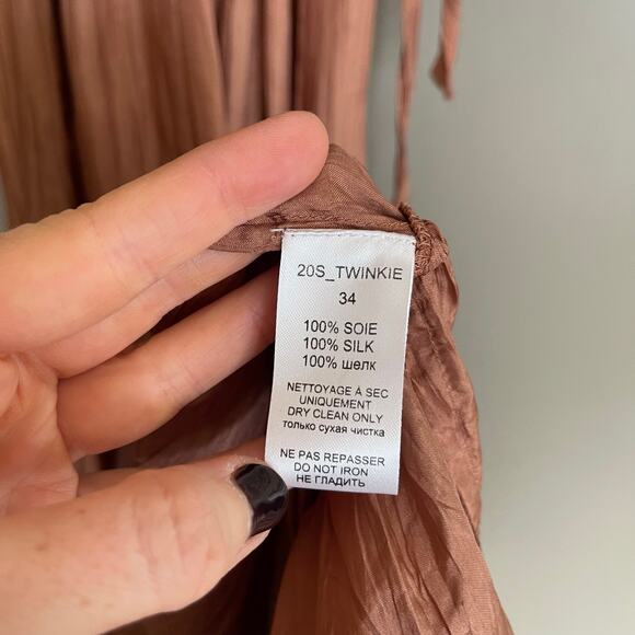 Mes Demoiselles‎ Twinkie Maxi Dress Nude Size 2 Silk Lightweight Flowy Billowy - Picture 16 of 16